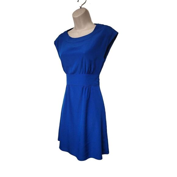 Gianni Bini Womens Blue Cap Sleeve Round Neck A Line Dress Size 0 - Picture 2 of 8